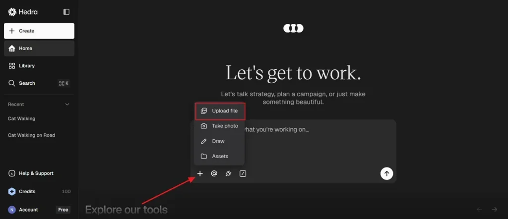 Subir una foto en Hedra AI