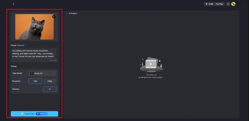 Загрузка фото и генерация видео в MagicLight AI