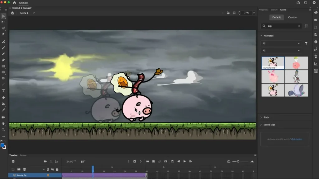 изменение размера в Adobe Animate
