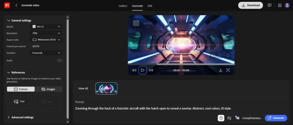 Создание видео в Adobe Firefly