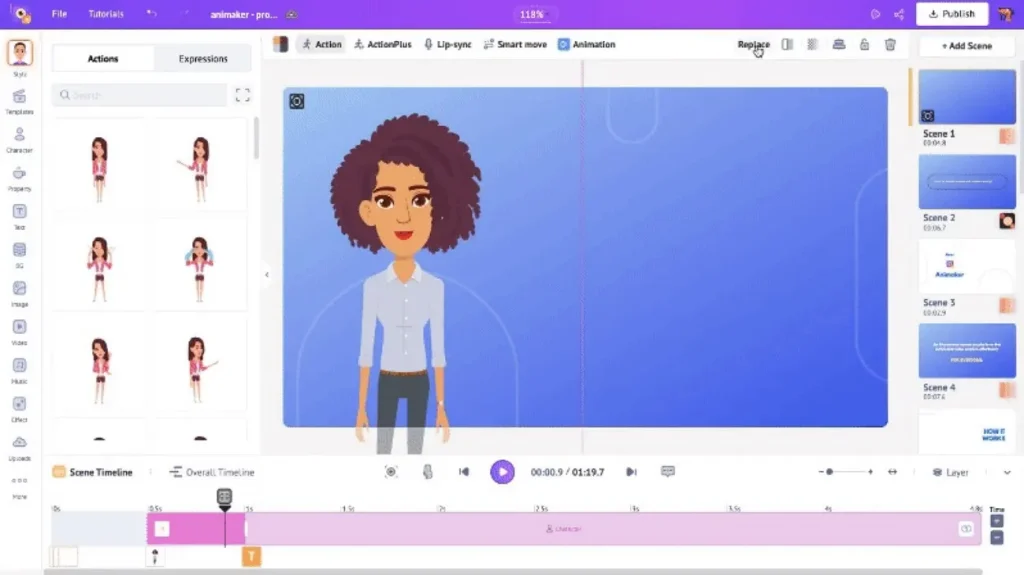 Animaker AI для объясняющих роликов