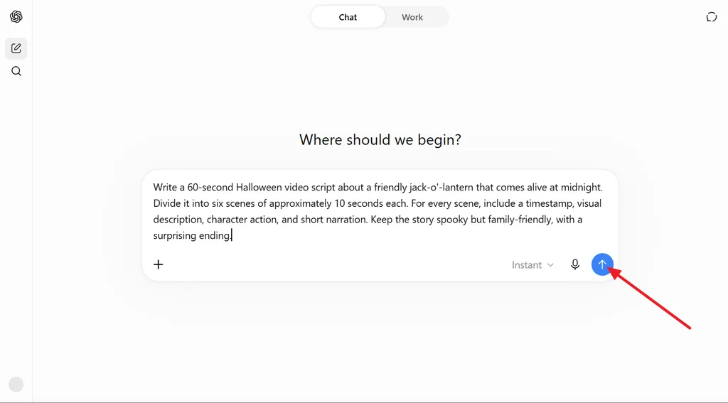 enter prompt for scenewise script
