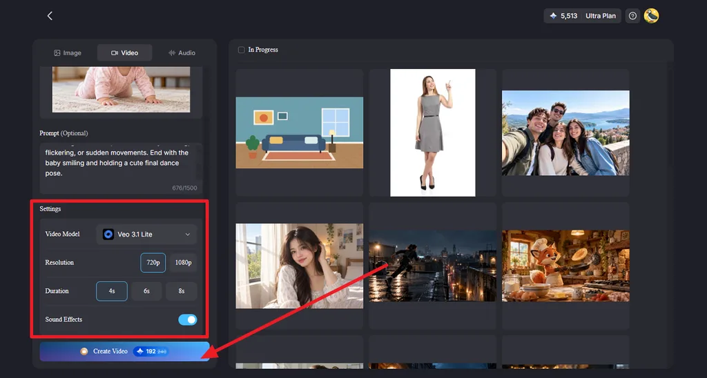 choose model duration and resolution