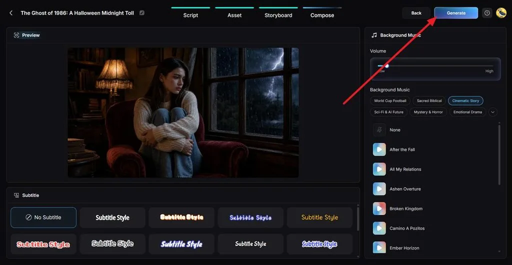 select soundtrack and caption styles