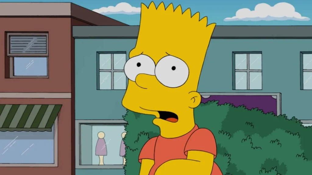外で心配そうな Bart