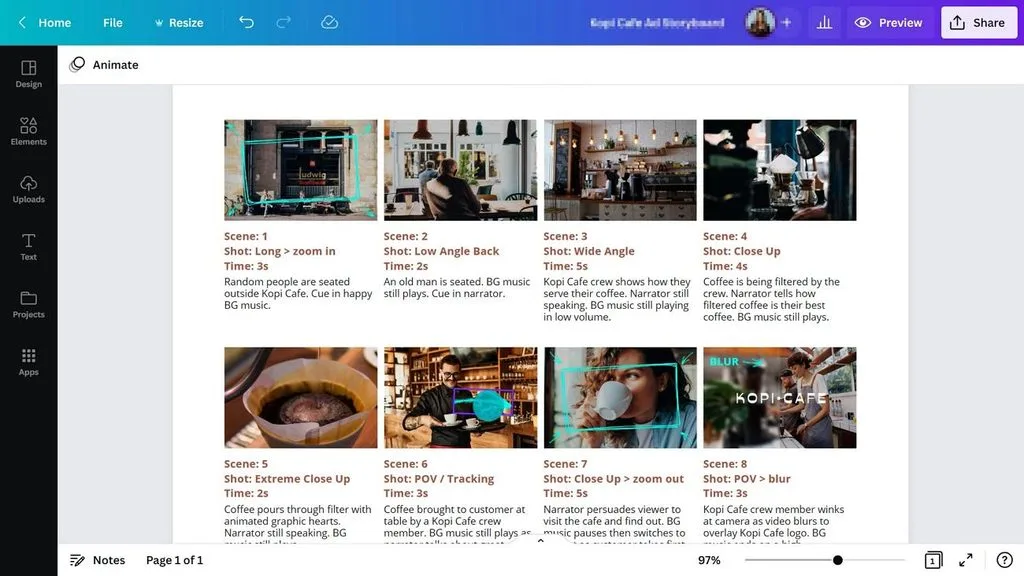 visual scene sequence inside editor