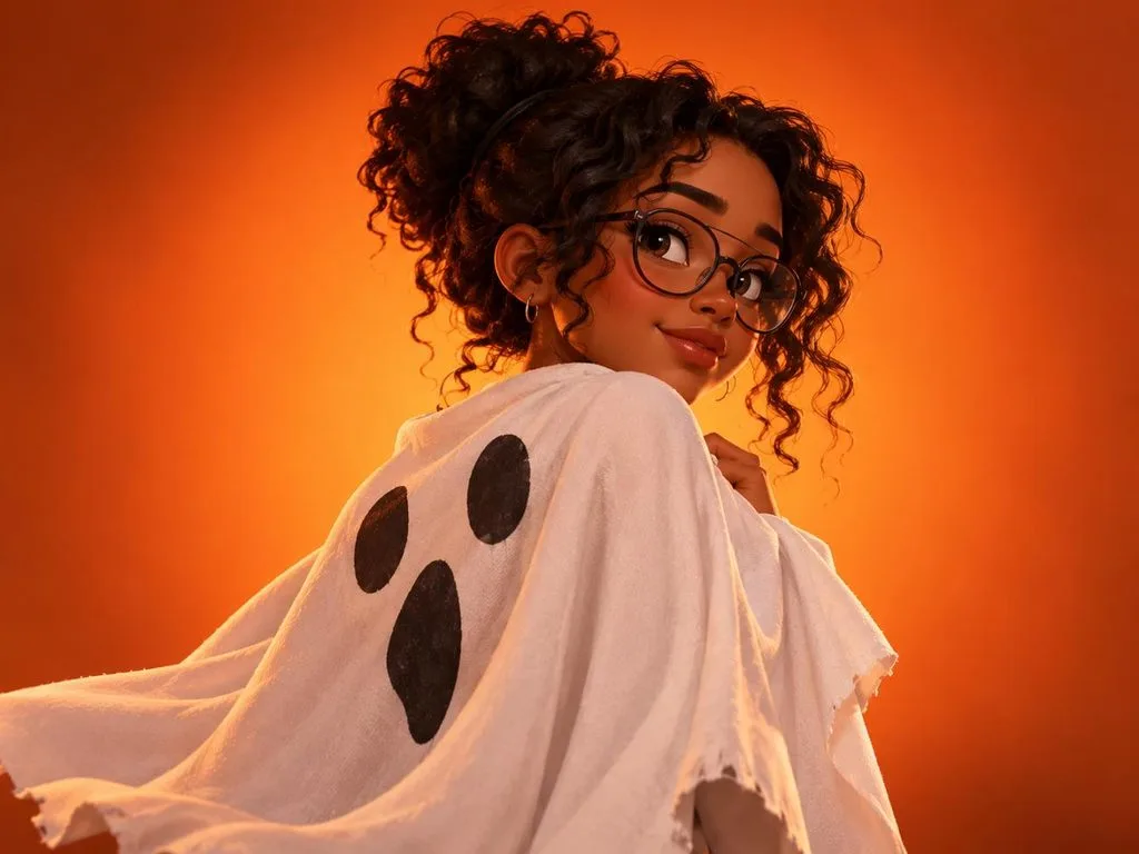girl wearing white ghost costume