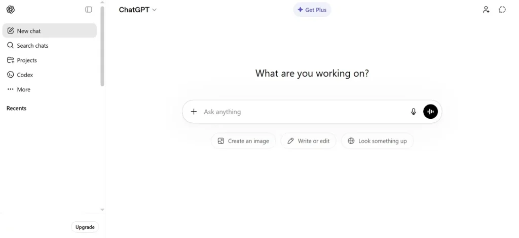 главный экран ChatGPT
