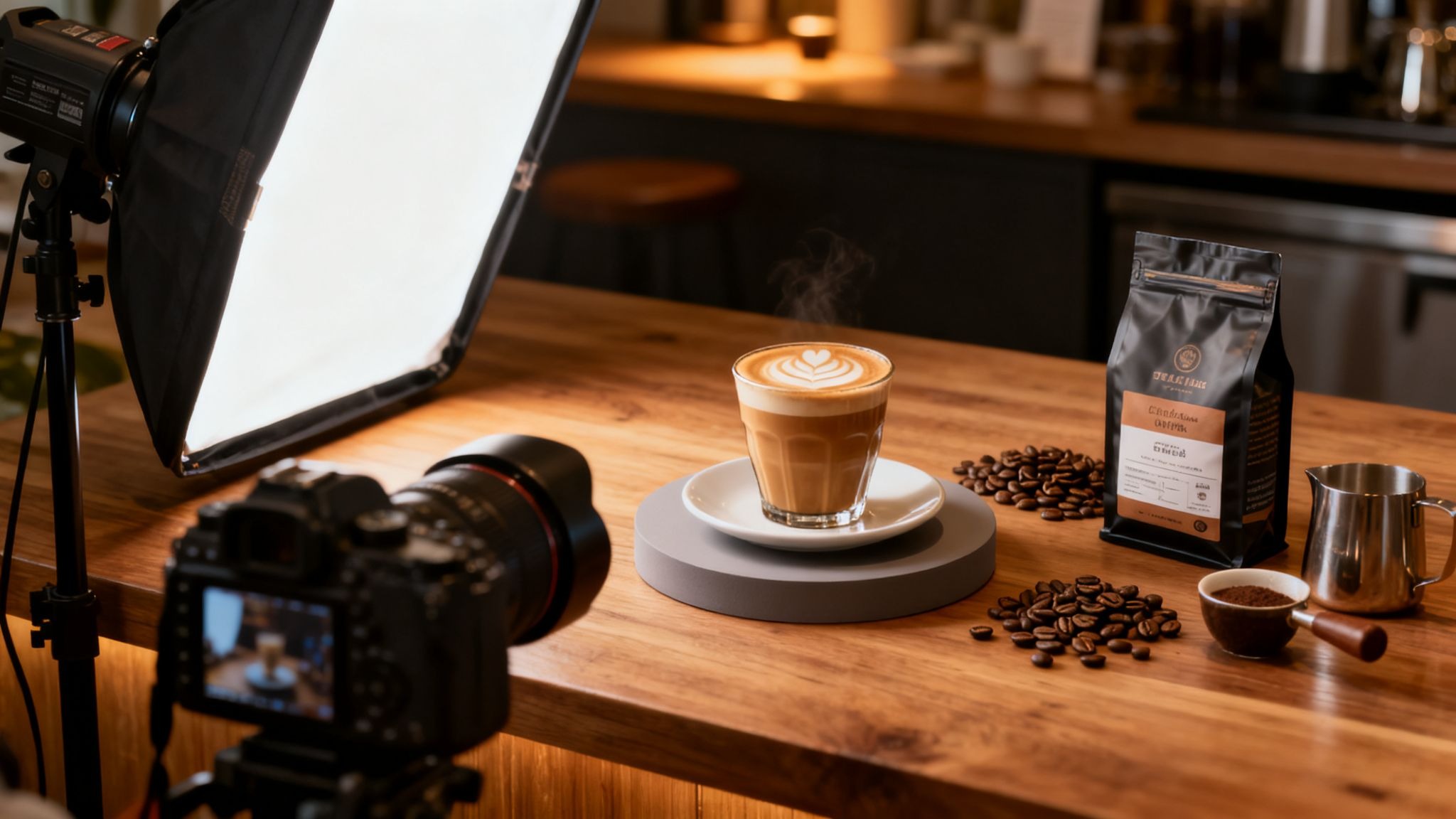 professional coffee product advertising photography