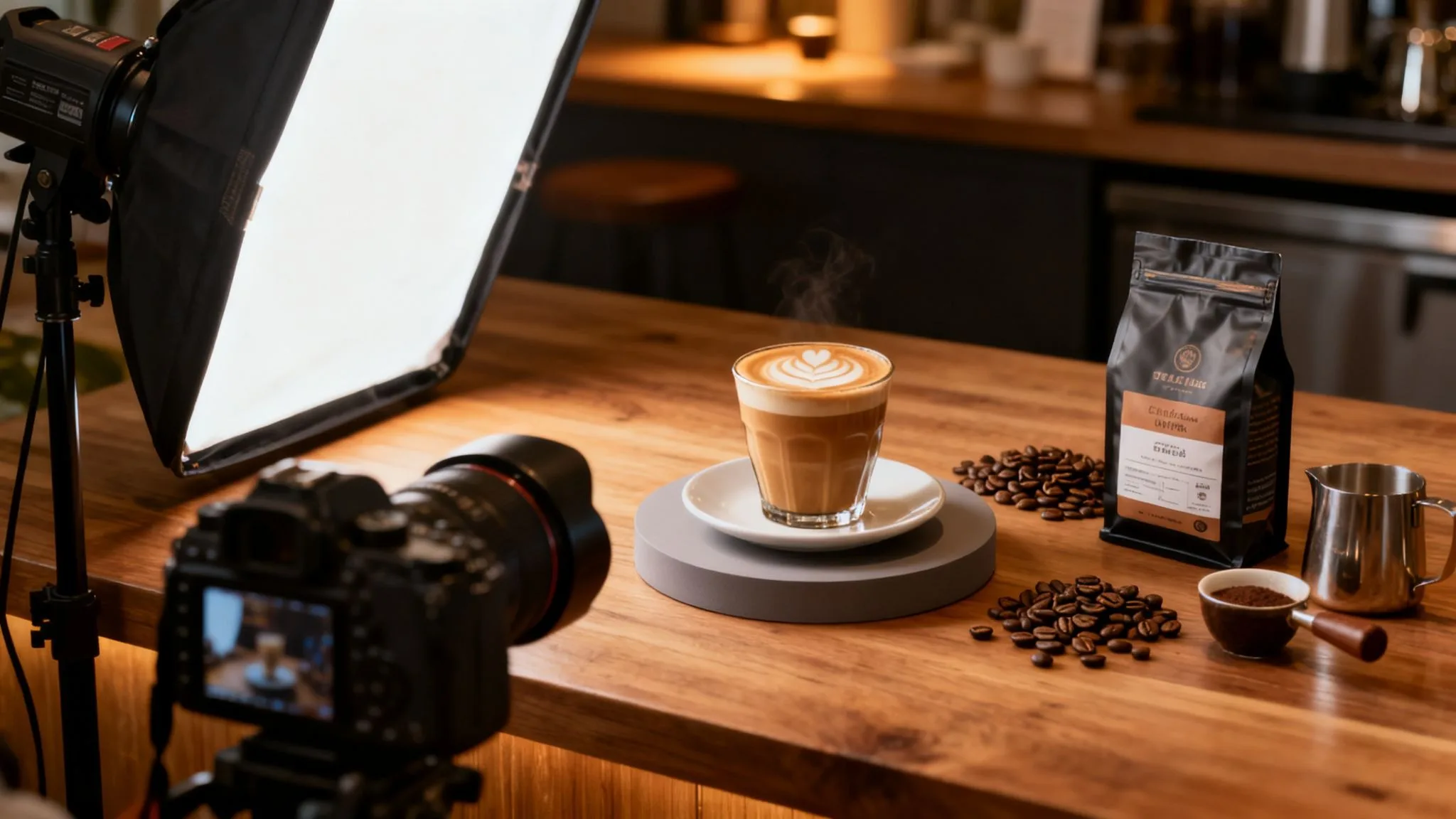 professional coffee product advertising photography