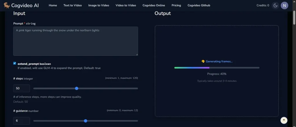 CogVideo AI 影片生成畫面