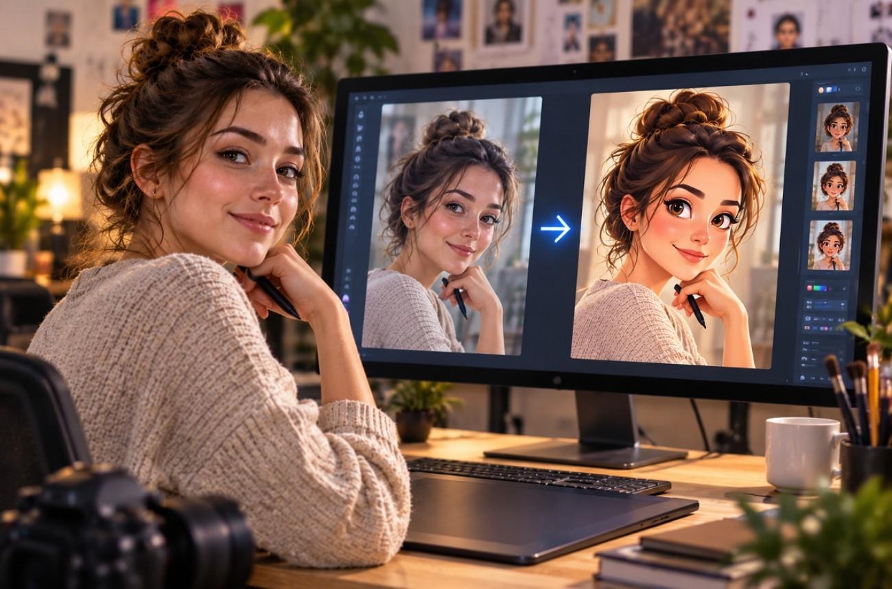 make cartoon character with ai