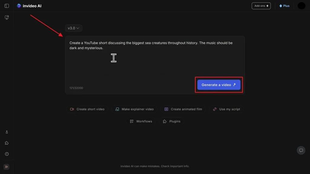 enter prompt and generate