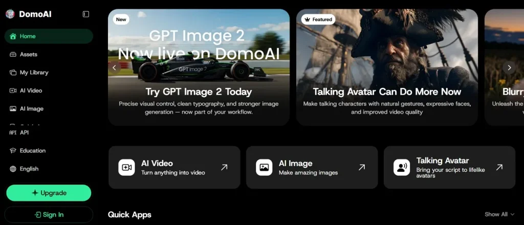 экран инструментов DomoAI