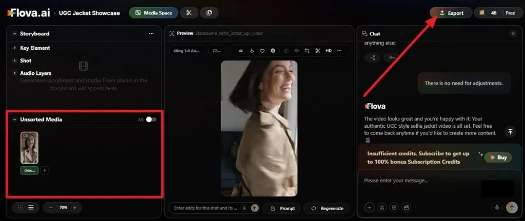 Нажмите Export