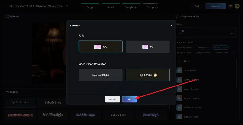 configure resolution and aspect ratio