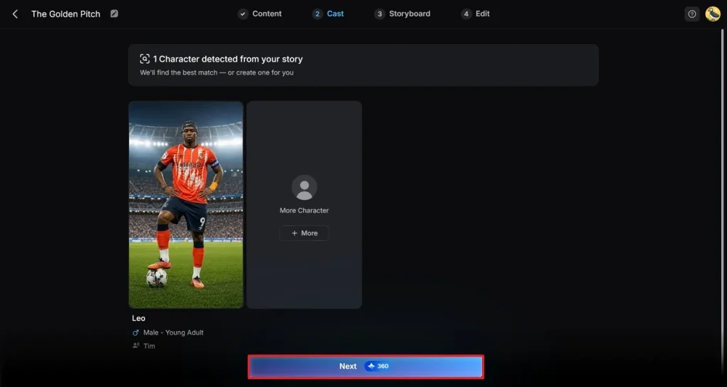select football player character