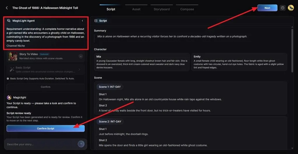 check character descriptions and scenes