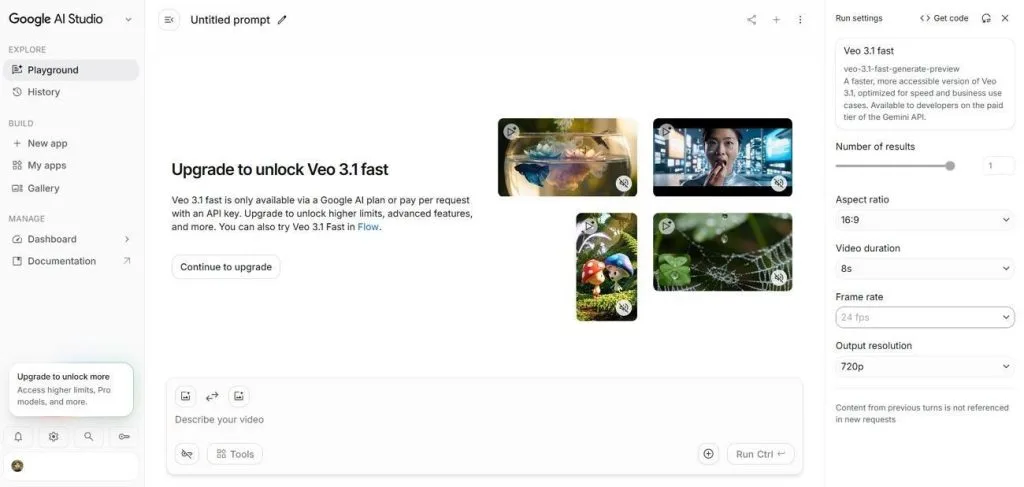 введите текст для видео в Google Veo 3