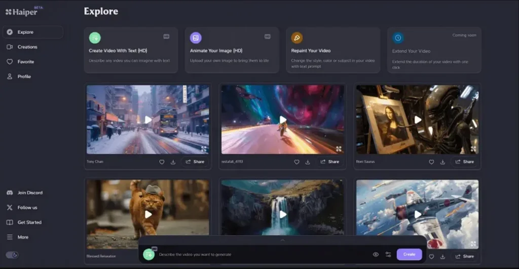 Generovat AI video v Haiper AI