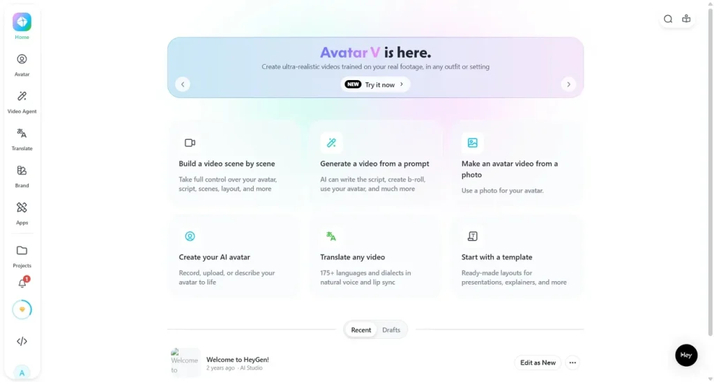 HeyGen AIの動画編集画面