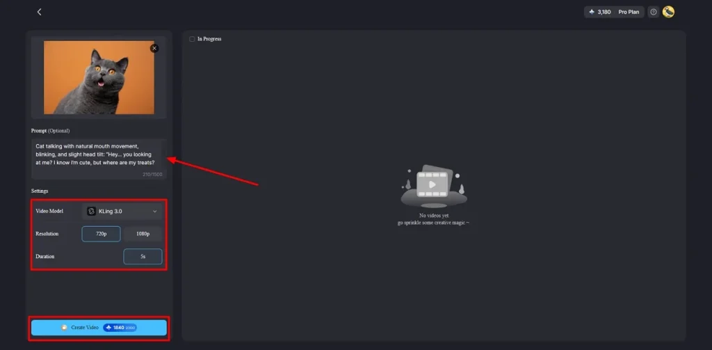 press generate after inputting prompt