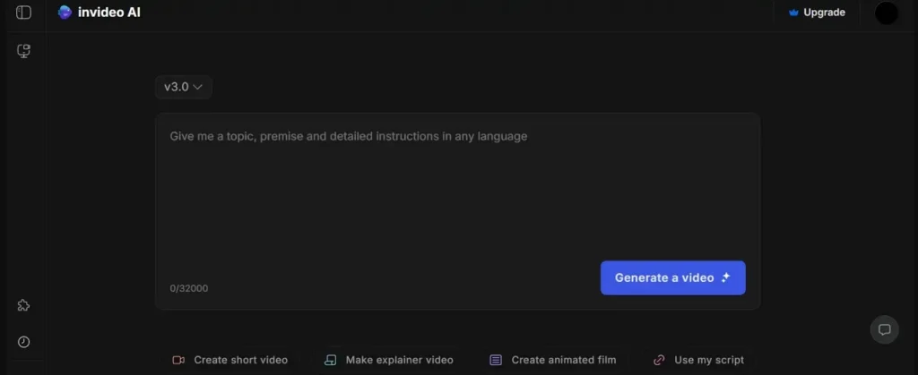 Главный экран InVideo AI