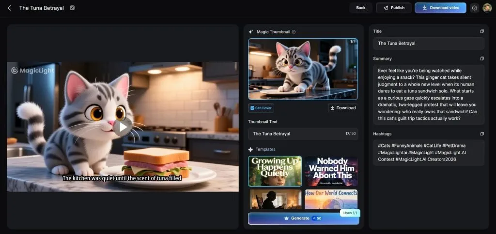 Длинные сюжетные ролики в MagicLight AI