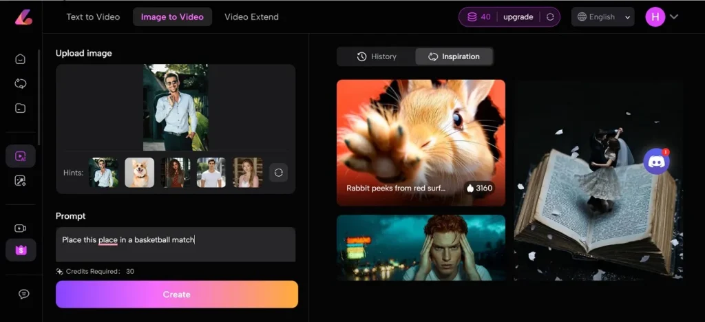 загрузите изображение и сделайте видео в Luma AI