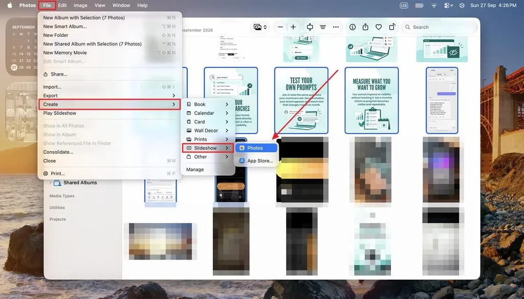 create slideshow from selected photos