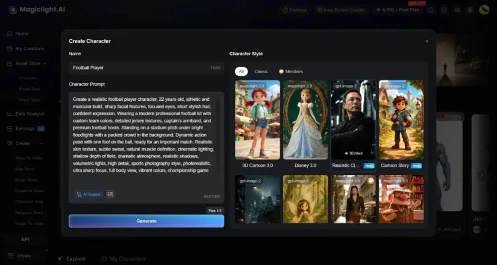Генерация персонажей в MagicLight