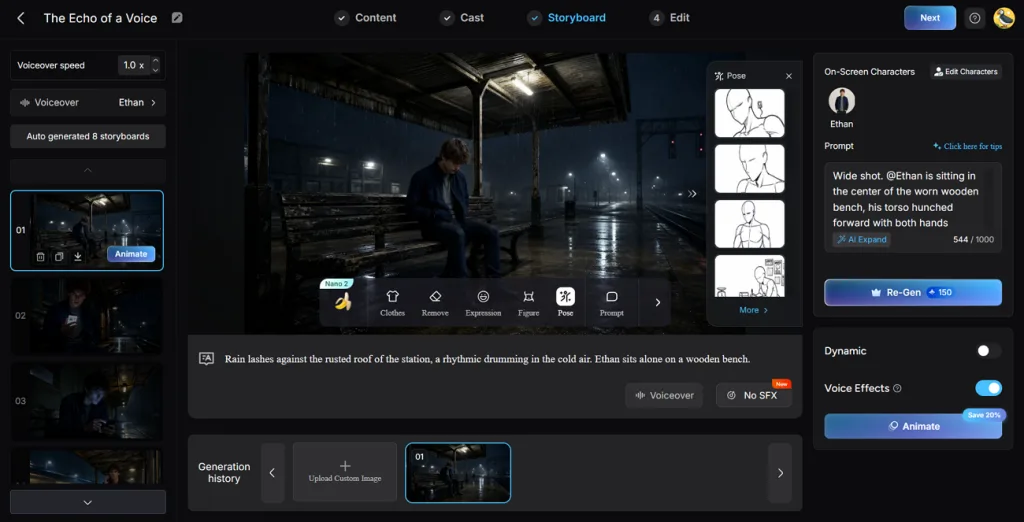 Nano Storyboard в Magiclight AI