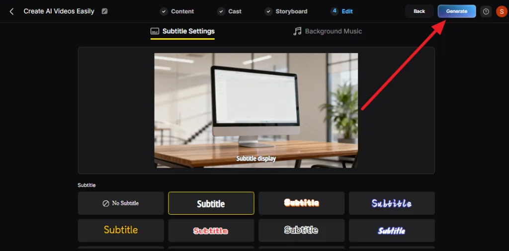 Добавить субтитры и фоновую музыку в MagicLight AI
