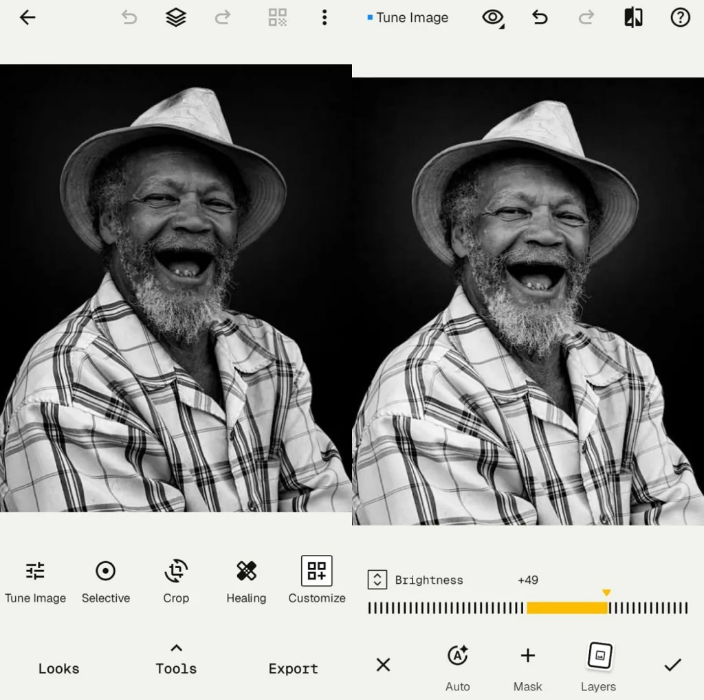 change portrait lighting with snapseed controls