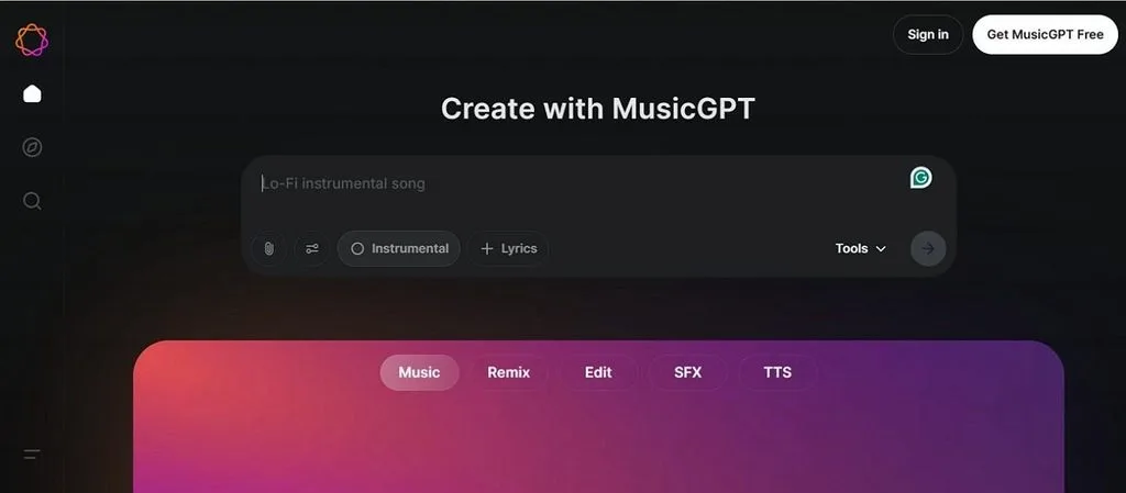 Ввести идею песни в MusicGPT