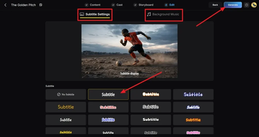 add music subtitles option