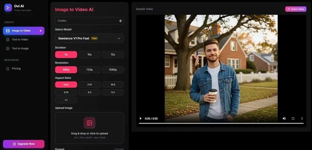 Открытый инструмент image-to-video Ovi AI