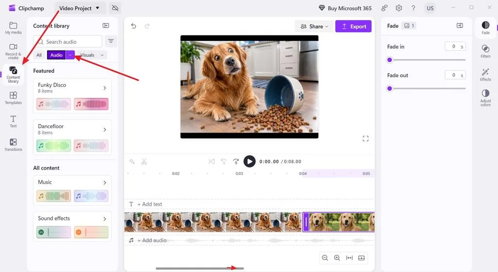 add music beside photo timeline