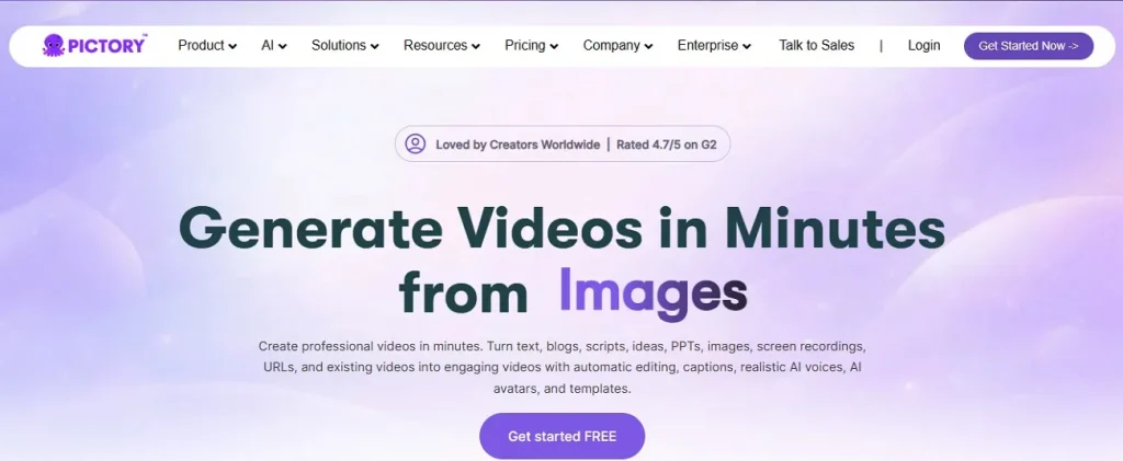 инструмент текст-в-видео Pictory