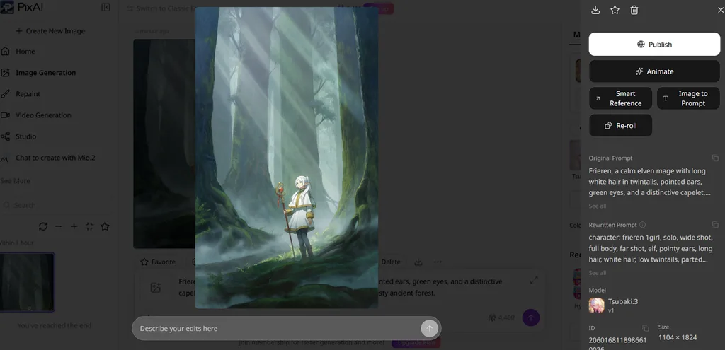 editing fantasy anime character pixai