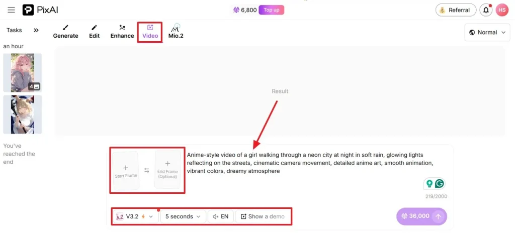 Saisir le prompt et l’image de référence