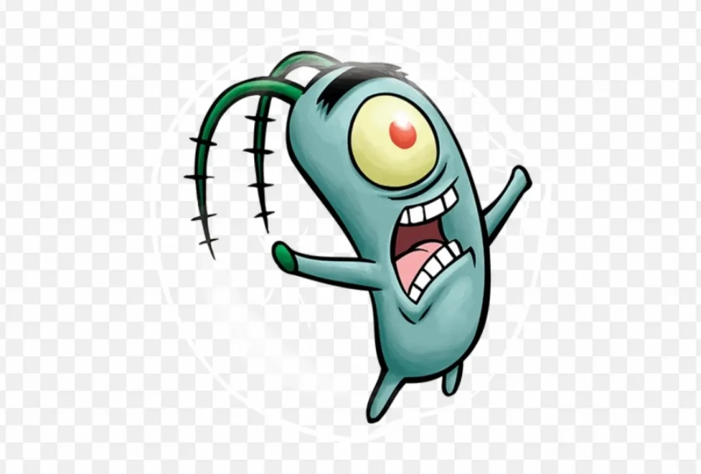 両手を上げて叫ぶ Plankton