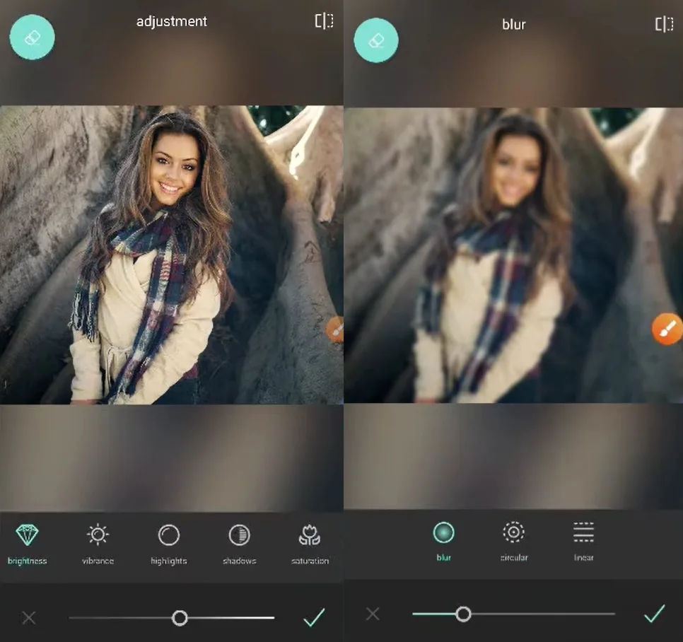 compare pixlr photo adjustment results