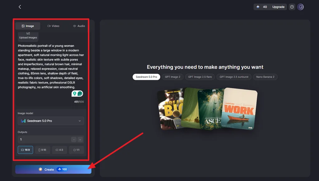adjust prompt model and ratio