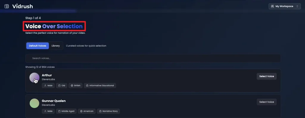 choose voice for video narration