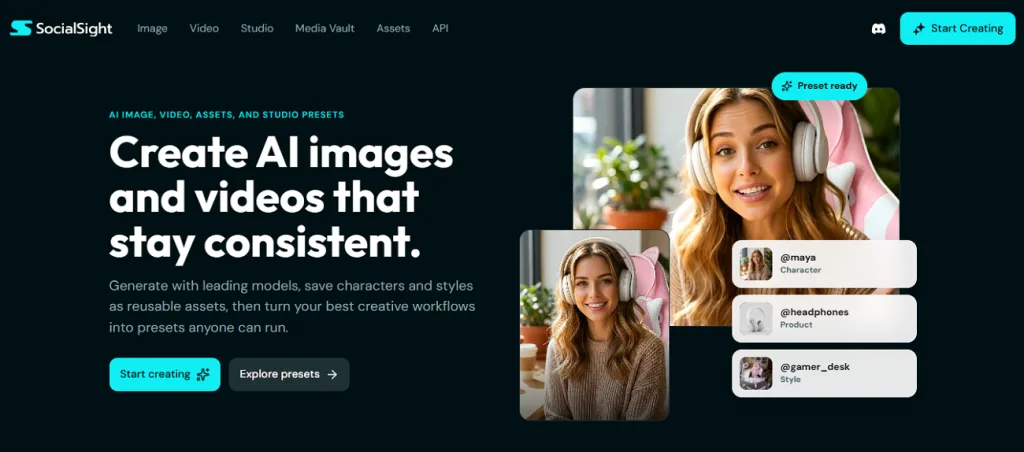 Главная панель SocialSight AI