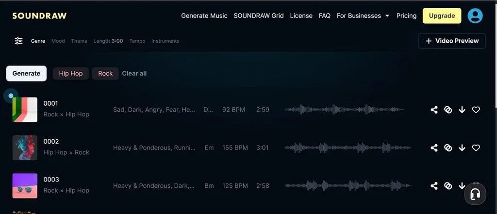Сделать песню в Soundraw