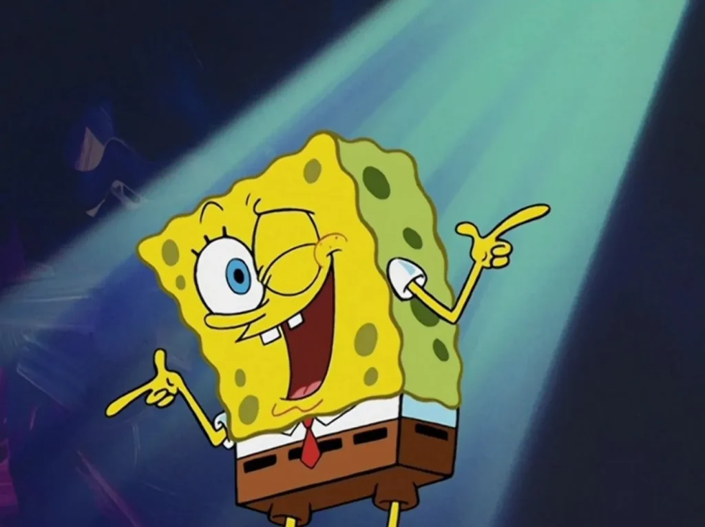 スポットライトの下でウインクする SpongeBob