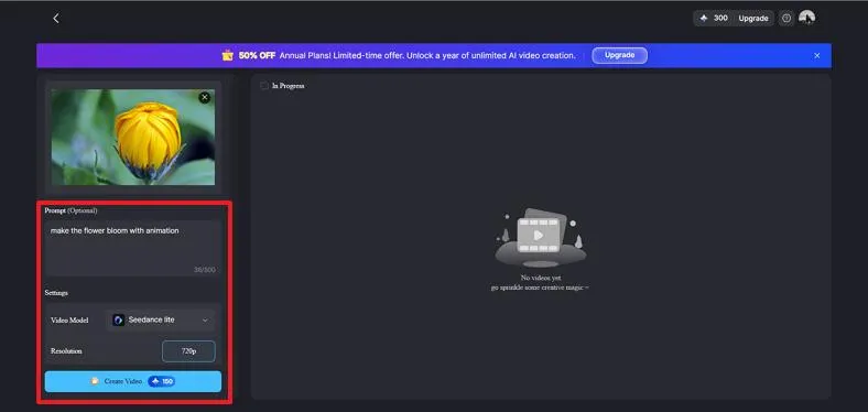press create video to execute