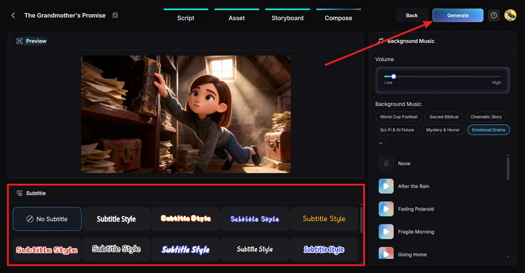 choose background music with subtitle styles